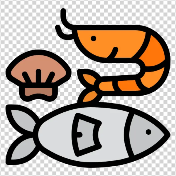 Seafood and Mushroom Icons PNG Transparent Background
