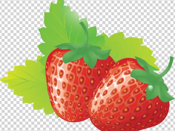 Two Strawberries with Leaves PNG Transparent Background