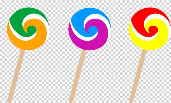 Three Colorful Swirl Lollipops PNG Transparent Background