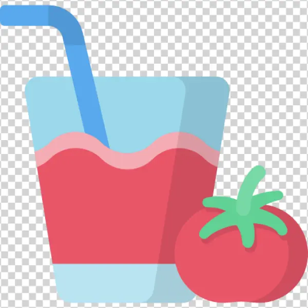 Tomato Juice Glass with Whole Tomato PNG