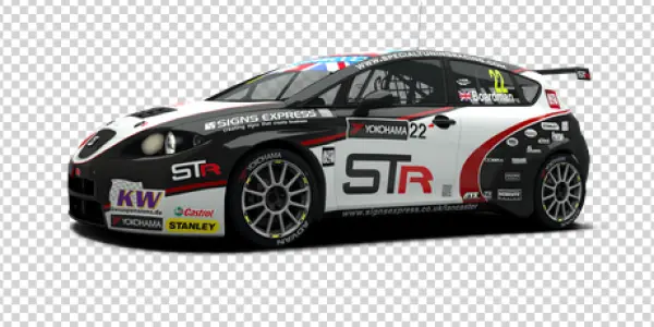 Black and White Race Car PNG Transparent Background