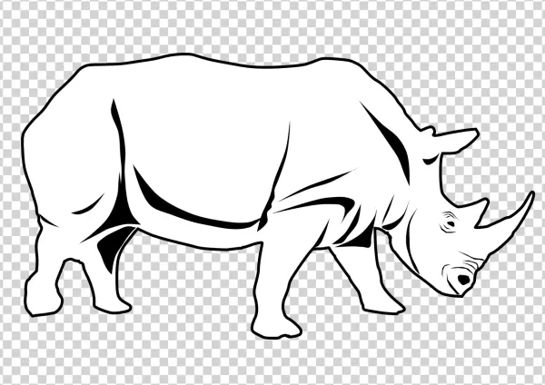 White Rhino Silhouette Transparent PNG