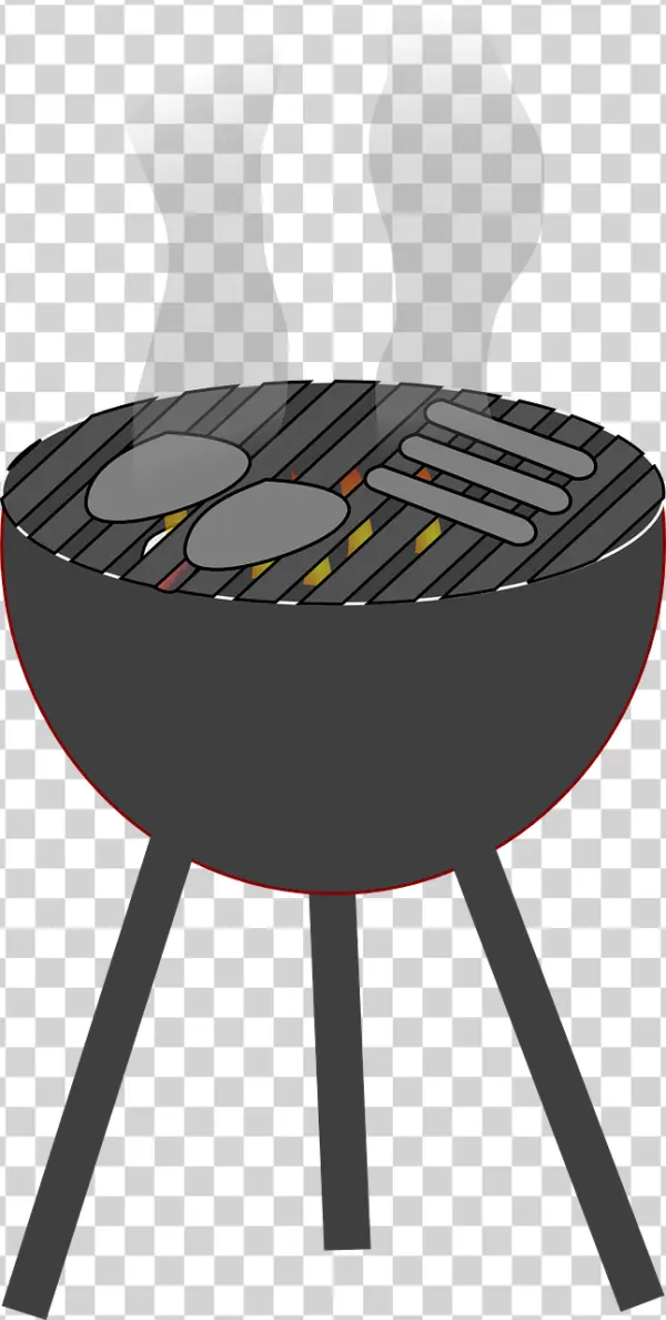 Cartoon Barbecue Grill with Food and Smoke PNG