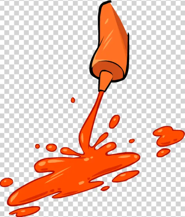 Orange Paint Spill from Tube PNG Transparent Background