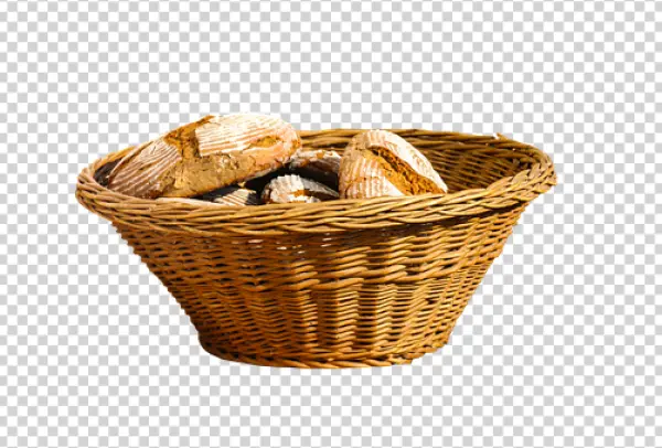 Basket of Fresh Bread PNG Transparent Background