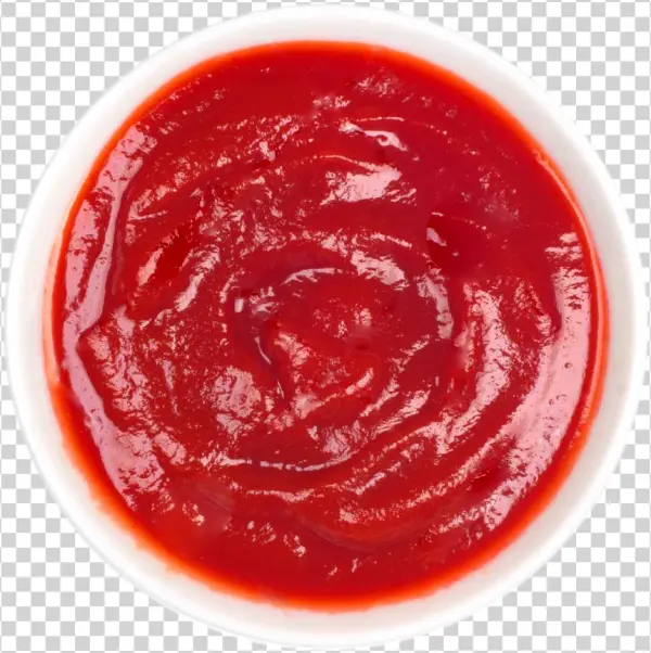 Red Ketchup in White Bowl PNG Transparent Background