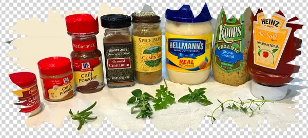 Spices, Condiments, and Fresh Herbs PNG Transparent Background