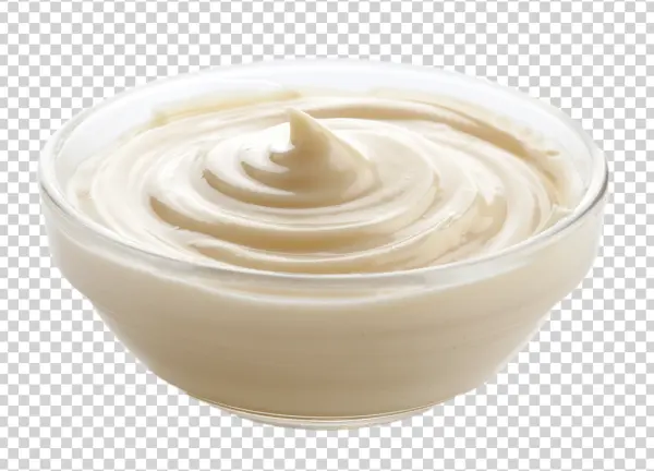 Mayonnaise in Glass Bowl PNG Transparent Background