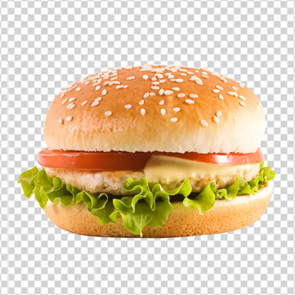 Delicious Hamburger with Sesame Bun PNG Transparent