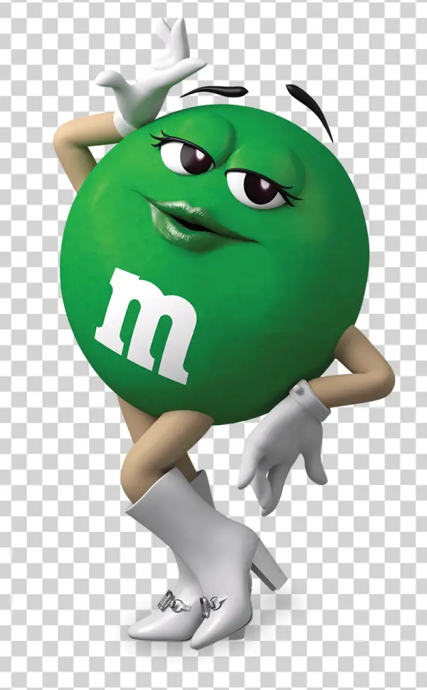 Green M&M Character PNG Transparent Background