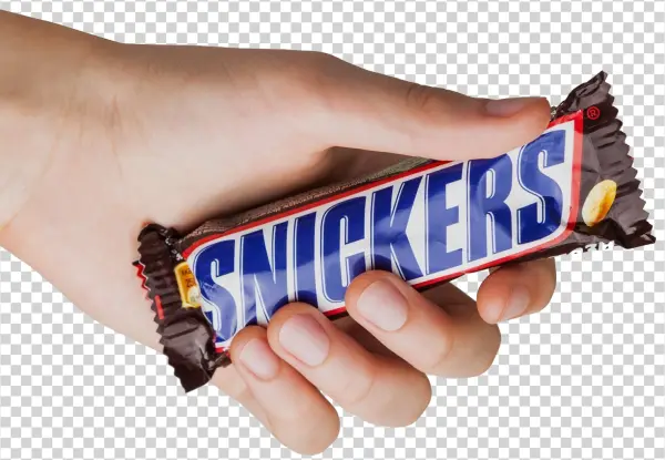 Hand Holding Snickers Bar PNG Transparent Background