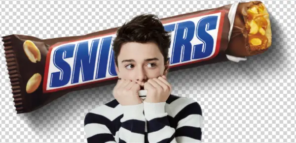 Noah Schnapp Holding Snickers Bar PNG
