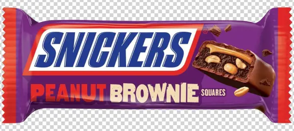 Snickers Peanut Brownie Squares Bar PNG Transparent Background