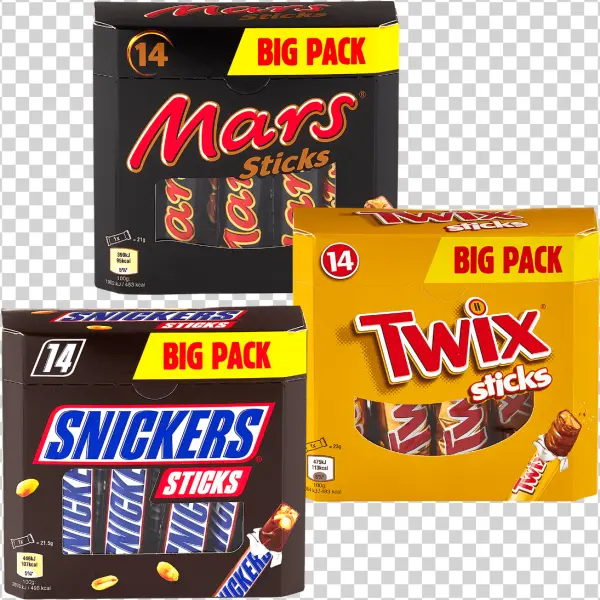 Mars Twix Snickers Sticks Big Pack PNG