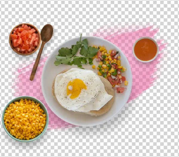 Fried Egg Breakfast Plate with Sides PNG