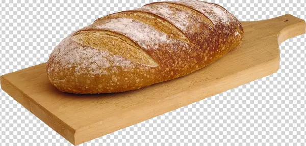 Artisan Bread Loaf on Cutting Board PNG