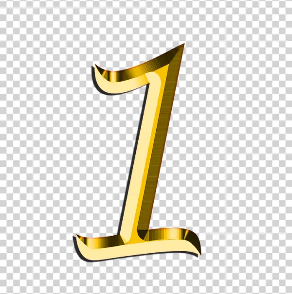 Golden Number 7 PNG Transparent Background