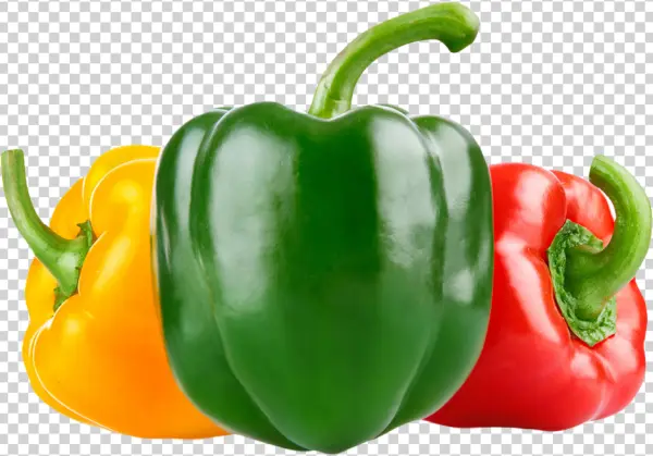Three Colorful Bell Peppers PNG Transparent Background