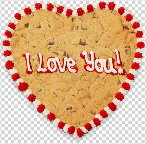 Heart Shaped "I Love You" Cookie Cake PNG Transparent Background