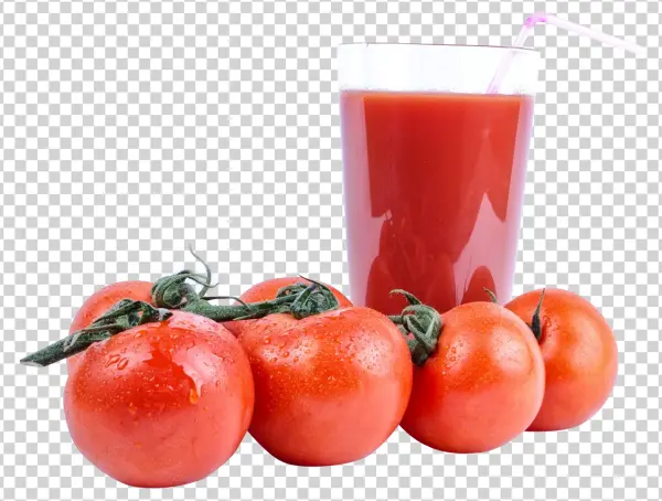 Fresh Tomatoes and Tomato Juice PNG Transparent Background