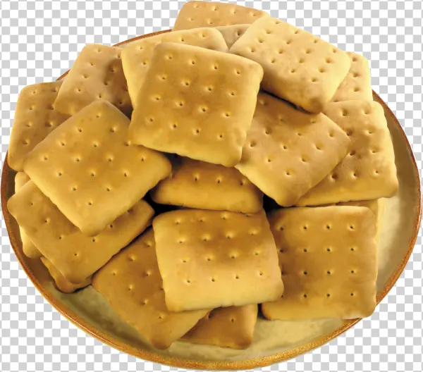 Stack of Square Crackers on a Plate PNG Transparent Background