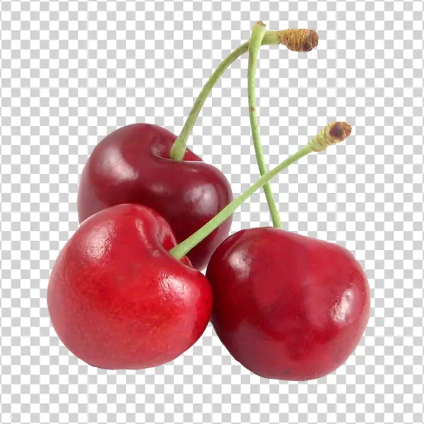 Three Red Cherries PNG Transparent Background