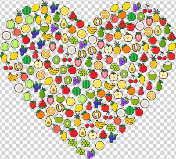 Colorful Fruit Heart PNG Transparent Background