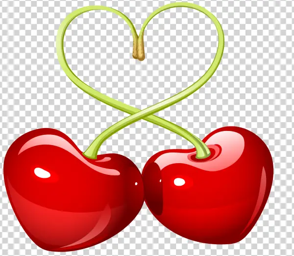 Two Cherries Forming a Heart PNG Transparent Background