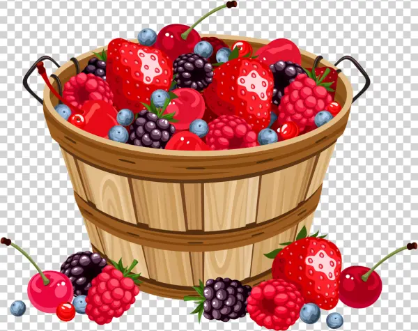 Basket of Fresh Berries PNG