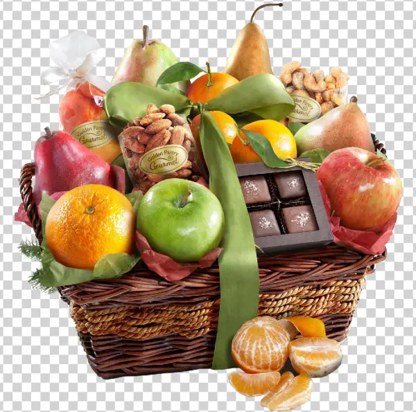 Gourmet Fruit Gift Basket PNG Transparent Background