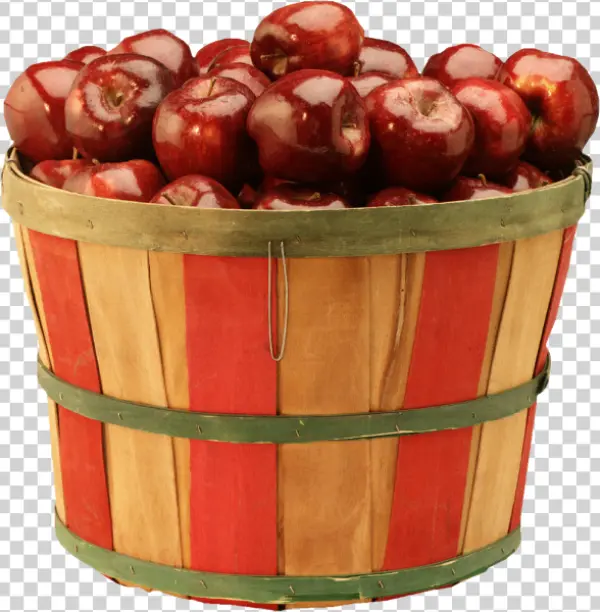 Red Apples in Bushel Basket PNG Transparent Background