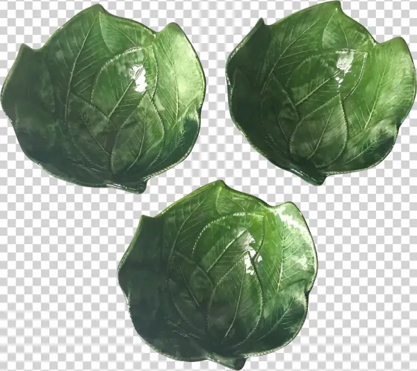 Green Ceramic Leaf Dishes PNG Transparent Background