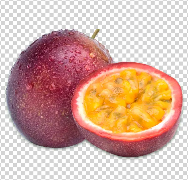 Fresh Passion Fruit Whole and Half Transparent PNG