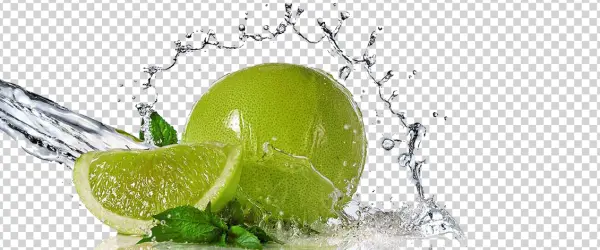 Fresh Lime with Water Splash PNG Transparent