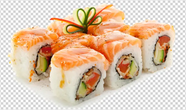 Salmon Sushi Rolls PNG Transparent Background