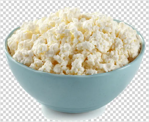 Cottage Cheese in Blue Bowl PNG Transparent