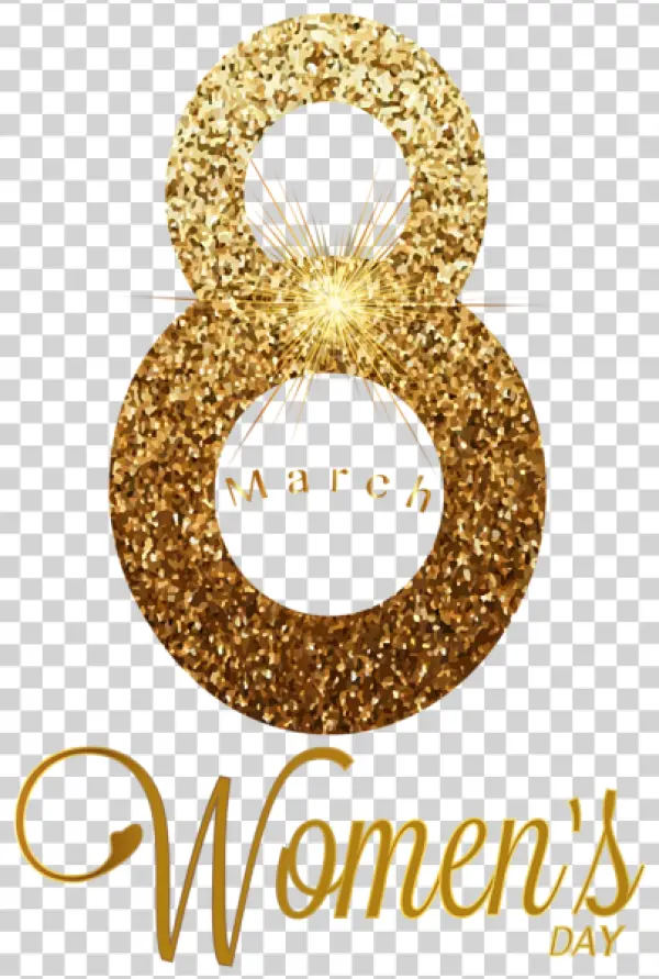 Gold Glitter International Women's Day March 8 PNG