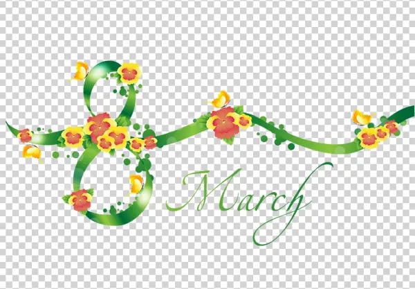 International Women's Day 8 March Floral Design PNG