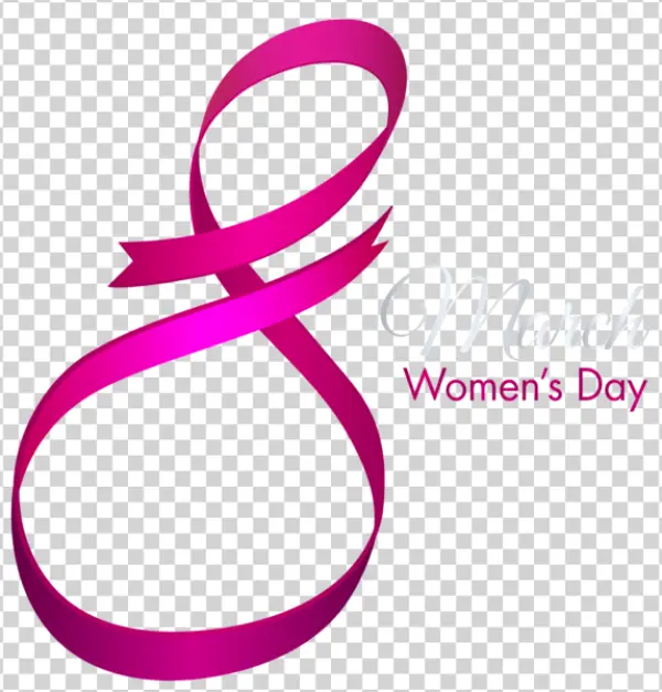International Women's Day Pink Ribbon Number 8 PNG