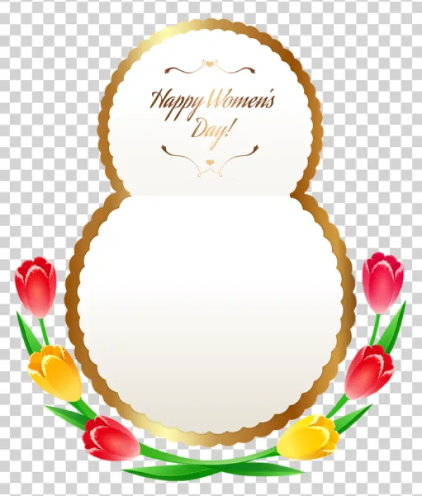Happy Women's Day Card with Tulips PNG Transparent