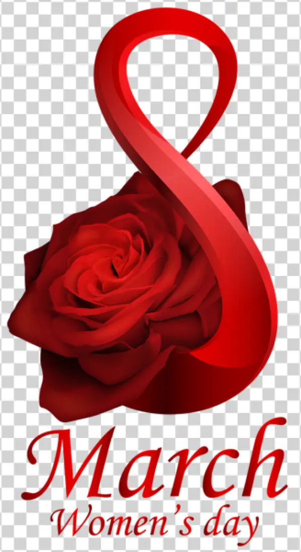 International Women's Day Red Rose and Number 8 PNG