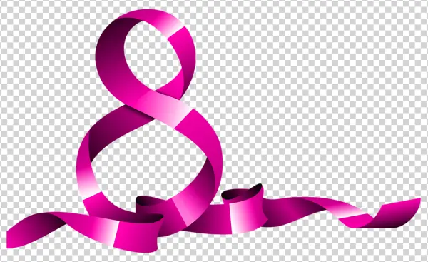 Pink Ribbon Number 8 for Women's Day PNG
