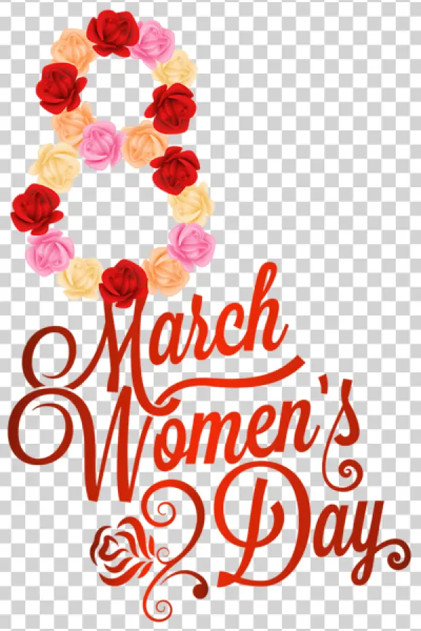 International Women's Day Floral Number 8 PNG