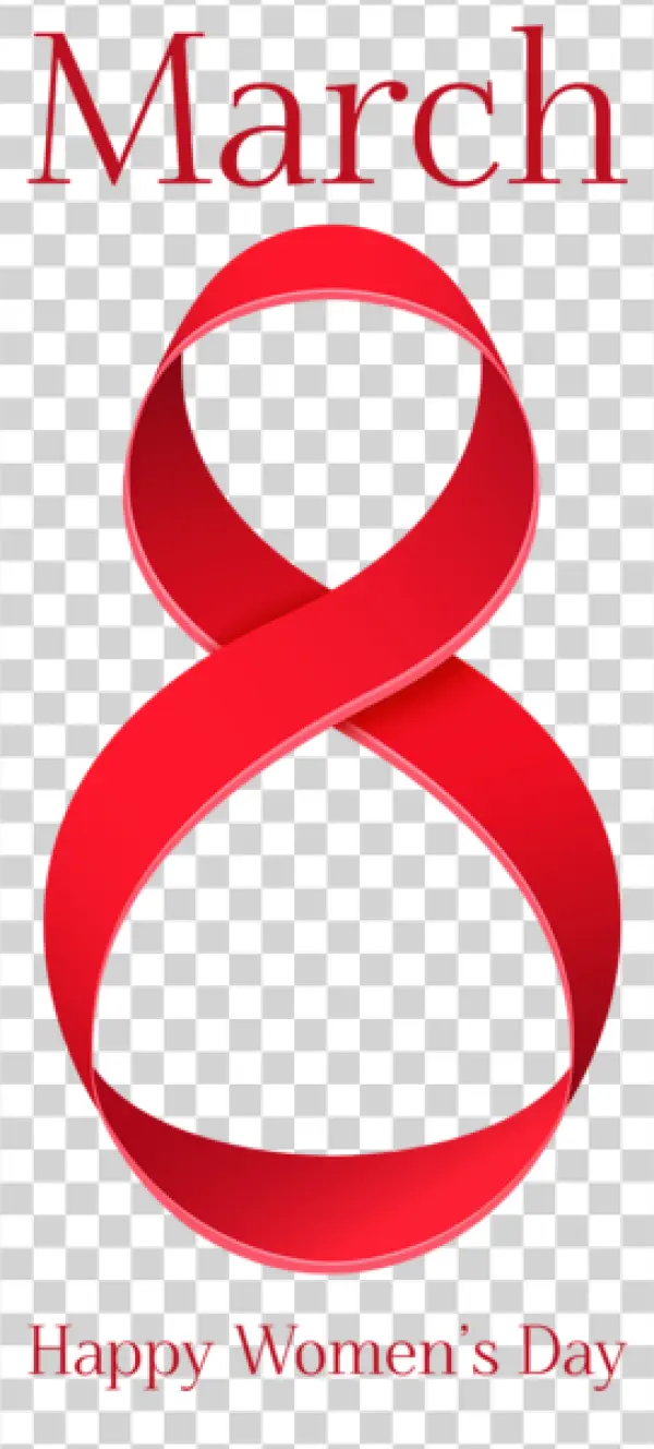 International Women's Day March 8 Red Ribbon PNG