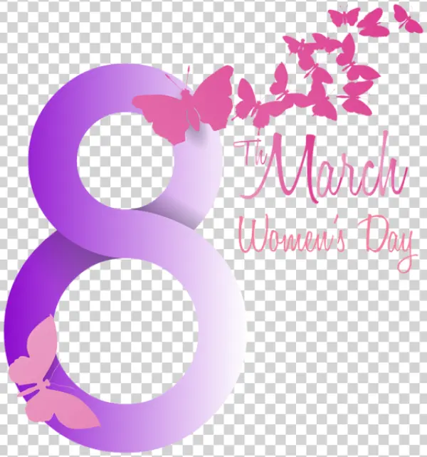 8th March Women's Day Purple Number PNG