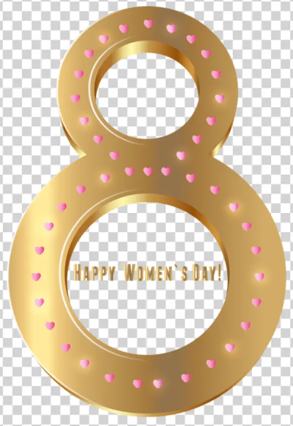Happy Women's Day Golden Number 8 PNG