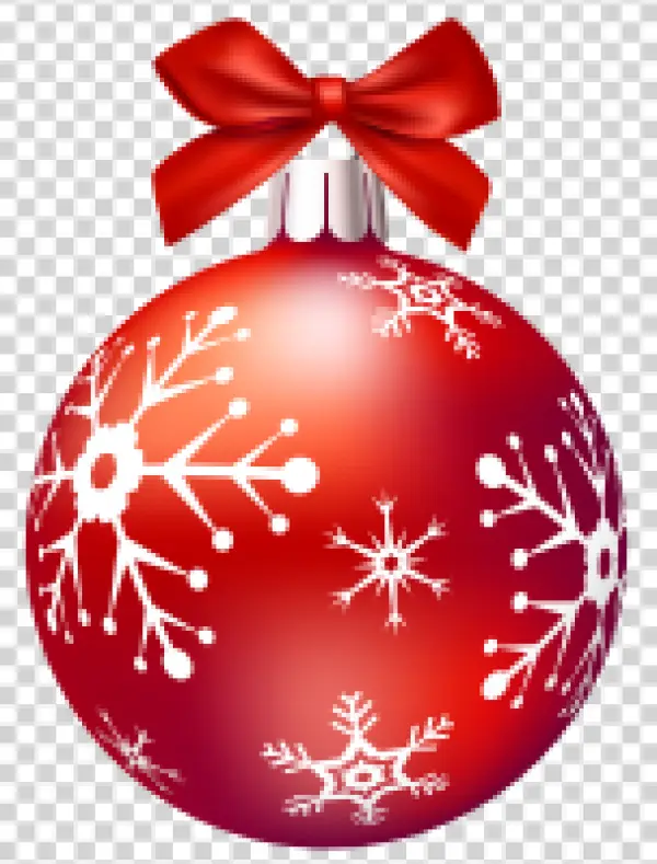 Red Christmas Ornament with Snowflakes PNG Transparent Background