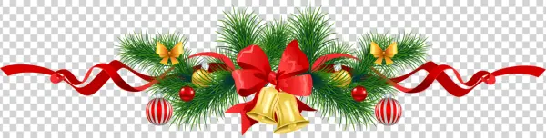 Christmas Garland with Bells and Baubles PNG Transparent