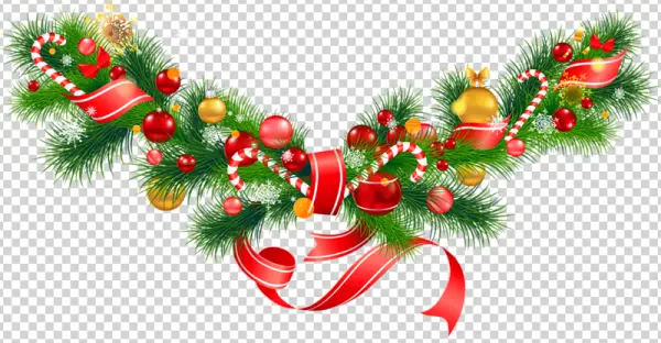 Christmas Garland with Ornaments PNG Transparent Background