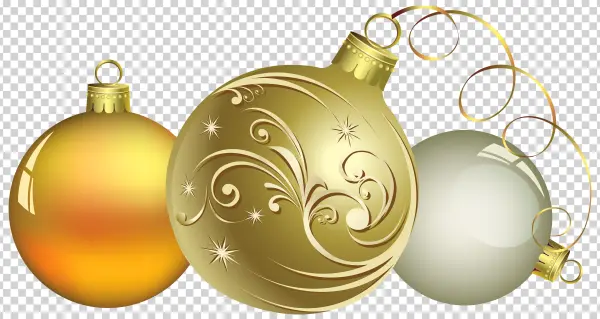 Elegant Gold and White Christmas Ornaments PNG